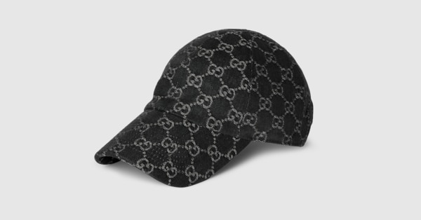 GUCCI ロゴ入りブラックGGパターンキャップ GUCCI ブラックGGパターン