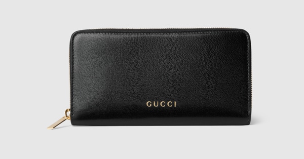 グッチ レタリング ジップアラウンドウォレット ・ブラックレザー