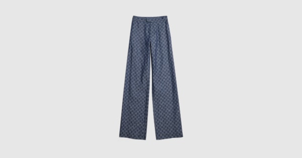 GGコットンデニムジャカード パンツ ・ブルー | GUCCI公式