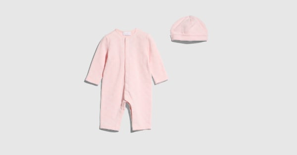 Baby GG cotton piquet gift set in light pink | GUCCI® US