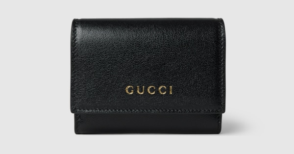 グッチ レタリング 二つ折りカードケース ・ブラックレザー | GUCCI公式