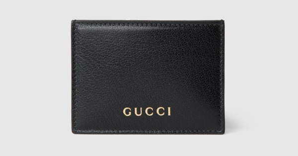 Card case with Gucci lettering in black leather | GUCCI® US