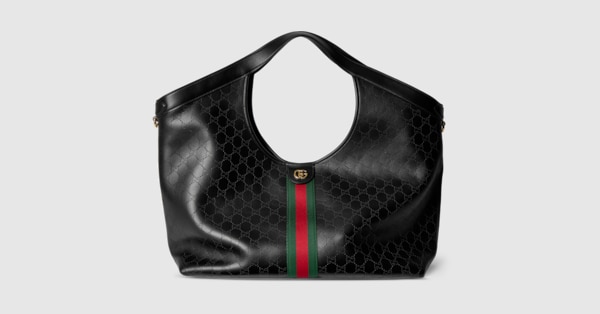Gucci Giglio large tote bag in black GG leather | GUCCI® US