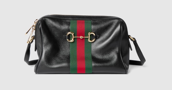 Gucci Horsebit Web small camera bag in black leather | GUCCI® US