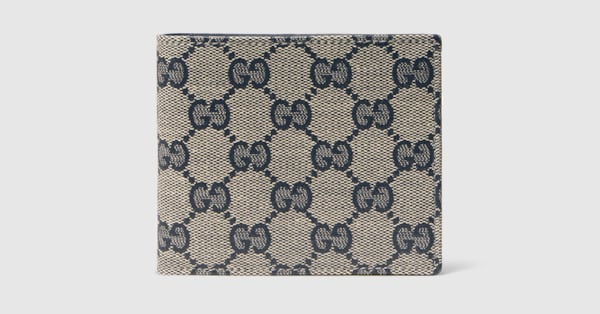 ✨美品✨ GUCCI 折り財布 レザー インプリメント GG柄 グレー グッチ エッセンス クラシック〕バイフォルドウォレット ・ブルー GG