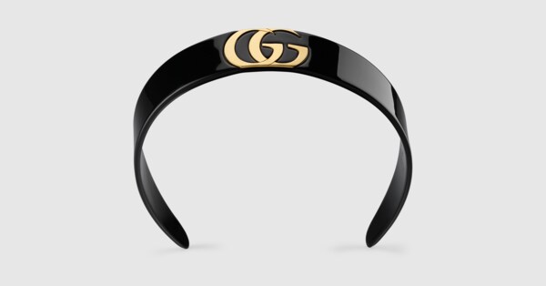 Hair band with Double G in black resin | GUCCI® TR