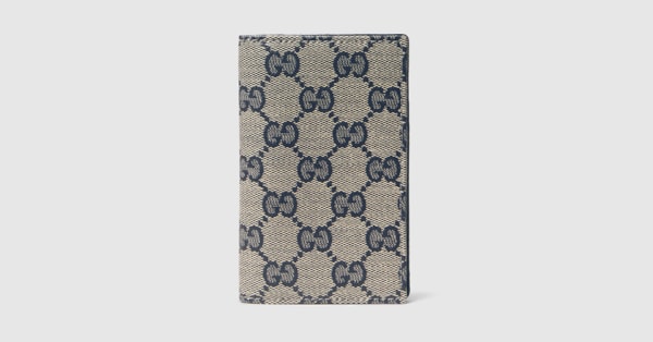 Gucci Essence Classic card case in blue GG canvas | GUCCI® US