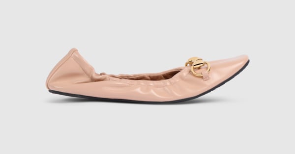 Women's Prima ballerina in pink beige leather | GUCCI® US