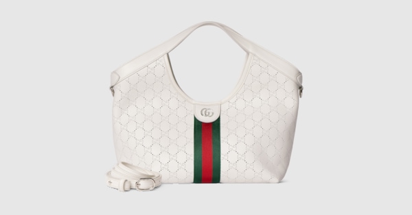 Gucci Giglio small tote bag in white GG leather | GUCCI® US