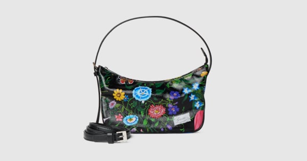 ✨超激レア✨GUCCI ショルダーバッグ マルチカラー 総柄 キャンバス 本革 レディ ルネッタ スモール ショルダーバッグ ・ブラック＆マルチカラー