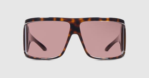 Mask frame sunglasses in brown tortoiseshell | GUCCI® US