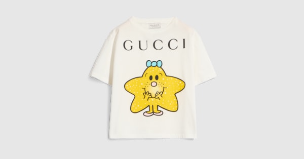 Children's cotton T-shirt with print in white | GUCCI® NZ