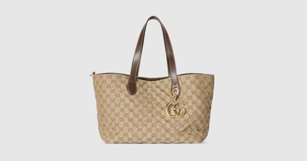 GG Marmont medium tote bag in sand and brown GG canvas | GUCCI® US