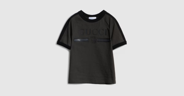 Children's cotton T-shirt with print in dark grey | GUCCI® US