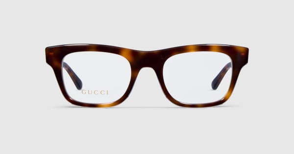 Rectangular optical frame in brown tortoiseshell | GUCCI® ZA