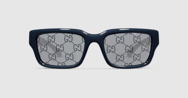 Rectangular-frame sunglasses in blue | GUCCI® US