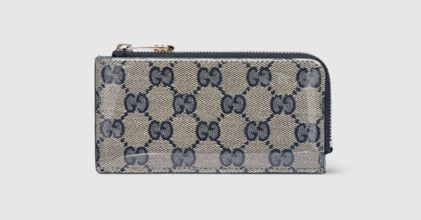GUCCI デザインデニム グレー 40 編み 透け オシャレ カジュアル Gucci x 安藤七宝店 日本限定 カードケース ・ベージュ＆ブルー GG