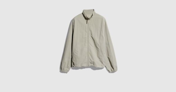 Froissé nylon faille zip jacket with embroidery in beige | GUCCI® ZA