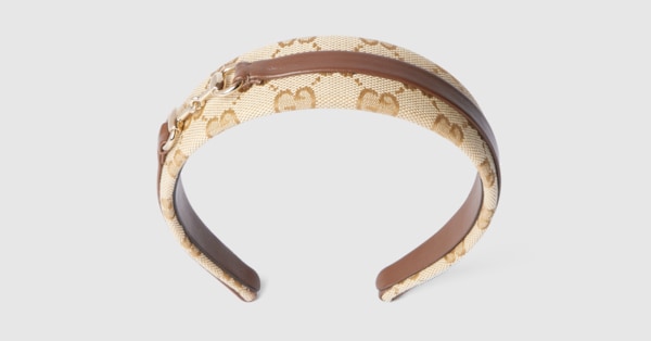 Children's GG canvas headband in sand and brown | GUCCI® US