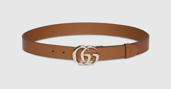 GG Marmont thin belt in brown leather | GUCCI® US