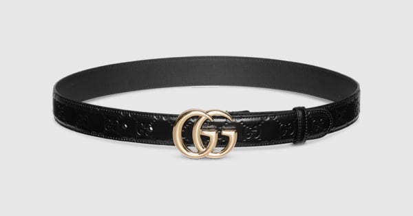 GG Marmont thin belt in black leather | GUCCI® US
