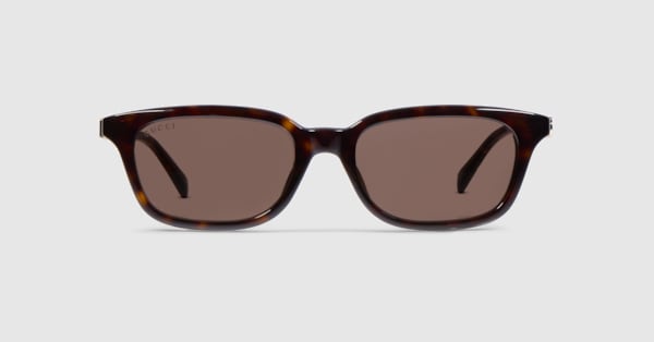Rectangular-frame sunglasses in brown tortoiseshell | GUCCI® US