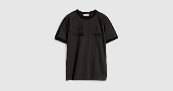 Children's cotton T-shirt with print in dark grey | GUCCI® SI