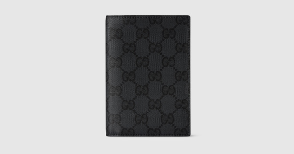Gucci Essence Classic passport case in black GG canvas | GUCCI® US