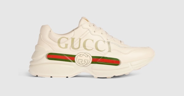 ライトン〕 ウィメンズ GUCCI ロゴ レザー スニーカー ・アイボリー