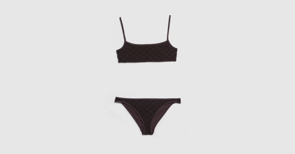 GG stretch jersey bikini in dark brown | GUCCI® US