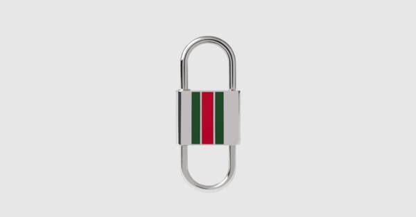 ウェブ エナメル キーチェーン ・パラジウムトーン ブラス | GUCCI公式