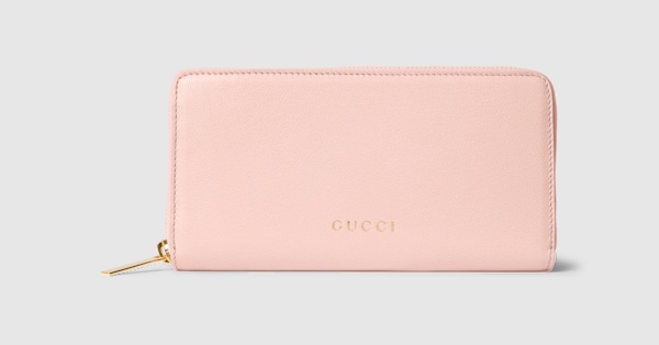R*I様 GUCCI財布 グッチ レタリング ジップアラウンドウォレット ・ライトピンクレザー