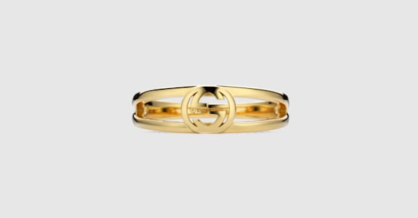 グッチ インターロッキング〕2バンド 18K リング ・18K イエロー