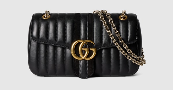Jetset GG Marmont medium shoulder bag in black leather | GUCCI® US