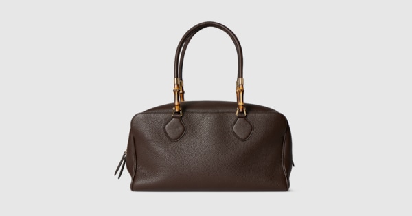 バンブー ボストン ラージ バッグ ・ダークブラウン レザー | GUCCI公式
