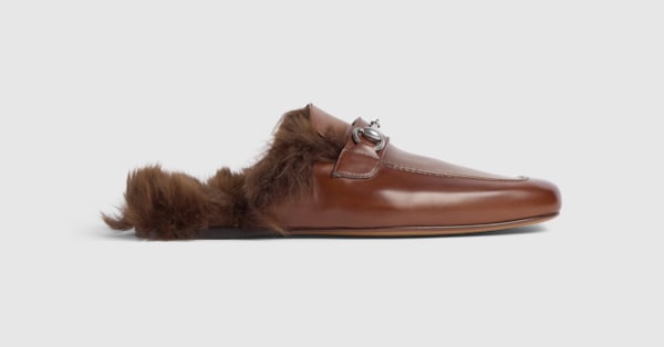 gucci ggパターン　ホースビット　スリッパ　27.5 ホースビット付き メンズ スリッパ ・ブラウン レザー | GUCCI公式