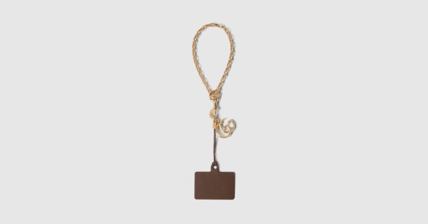 Lanyard phone holder with Double G in brown thermoplastic