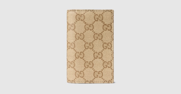 GUCCI ベージュ レザー ケース Gucci Essence Classic card case in sand and brown GG canvas