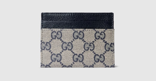 Gucci Essence Classic card case in blue GG canvas | GUCCI® US