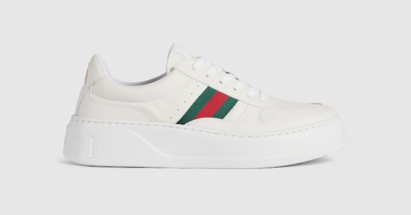 GUCCI ホワイト ブラック スニーカー 箱付き　n38 メンズ チャンキースニーカー ・ホワイト レザー | GUCCI公式