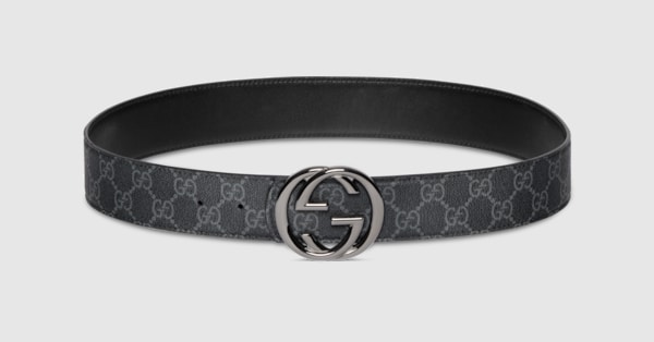 Reversible belt with Interlocking G buckle in black Supreme and