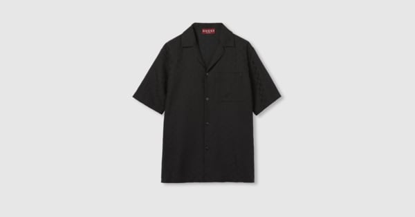 美品 GUCCI GGロゴ ボウリングシャツ ポロシャツ コットン メンズ GGキャンバス リネン ブレンド ボウリングシャツ ・ブラック | GUCCI公式