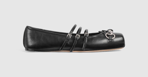 GUCCI グッチ　バンブー　ホースビット　パンプス　バレエシューズ　24．5 グッチ ホースビット〕ウィメンズ フラットバレエシューズ ・ブラック