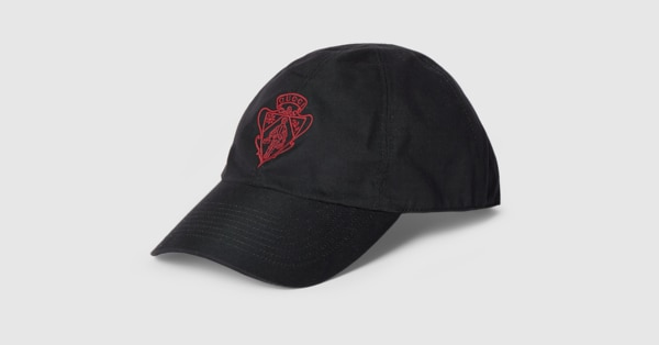 Cotton baseball hat with embroidery in black | GUCCI® US