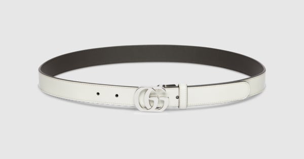Cut GG Marmont thin belt in white leather | GUCCI® ZA