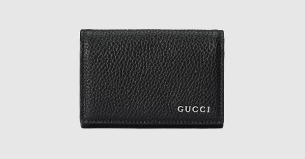 Card case wallet with Gucci logo in black leather | GUCCI® US