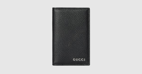 Long card case with Gucci logo in black leather | GUCCI® US