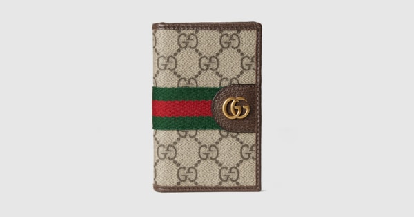 Ophidia long card case in beige and dark brown fabric | GUCCI® US