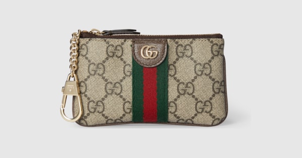 ✨極美品✨GUCCI グッチ　GGスプリーム　オフィディア 小銭入れ キーリング オフィディア〕ジップキーポーチ ・ベージュ＆ブラウン GGスプリーム