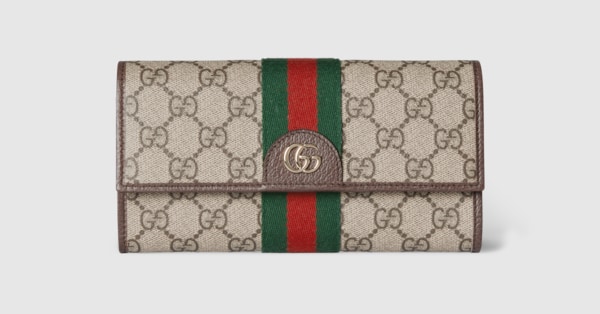 Ophidia continental wallet in beige and brown GG Supreme | GUCCI® US